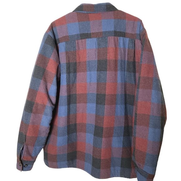 Weatherproof Men's XL Shirt Jacket Shacket Sherpa Fleece Lined Blue Red Plaid - Picture 2 of 8